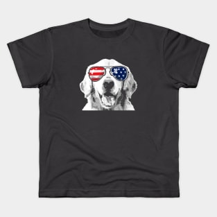 Patriotic Golden Retriever Dog 4th Of July Kids T-Shirt